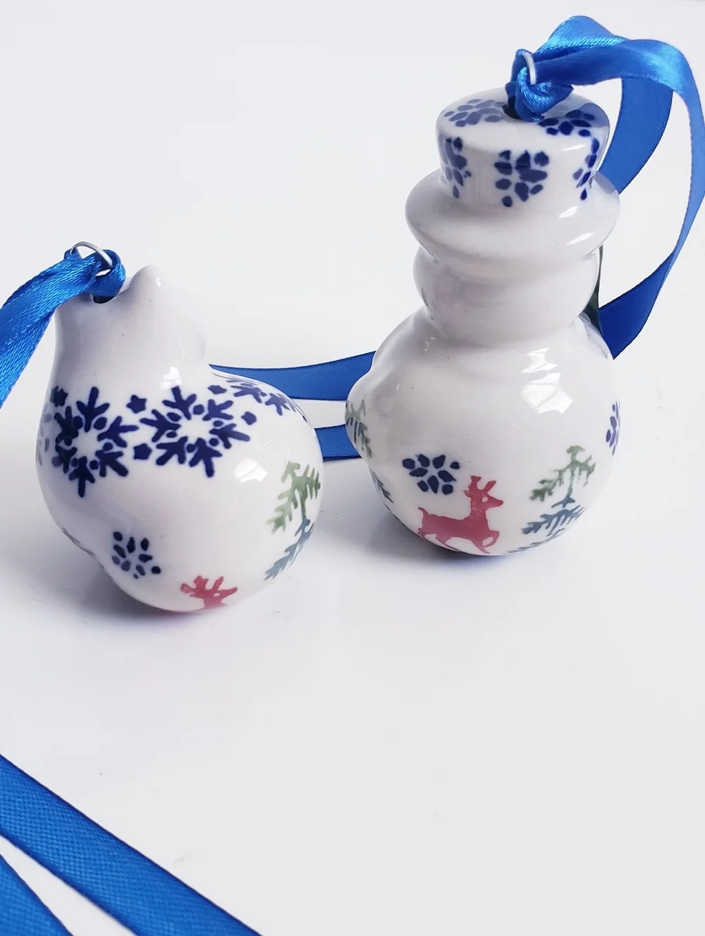 Pottery Barn Snowman Cat Set Of 2 Ordainments